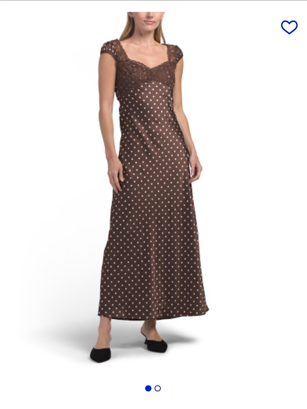 Satin and Lace Polka Dot Maxi Dress